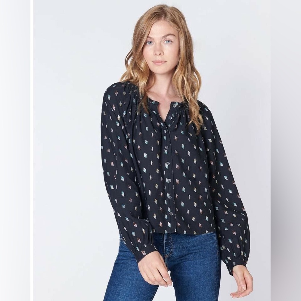 NWT Veronica Beard Madge Metallic Print Blouse Top